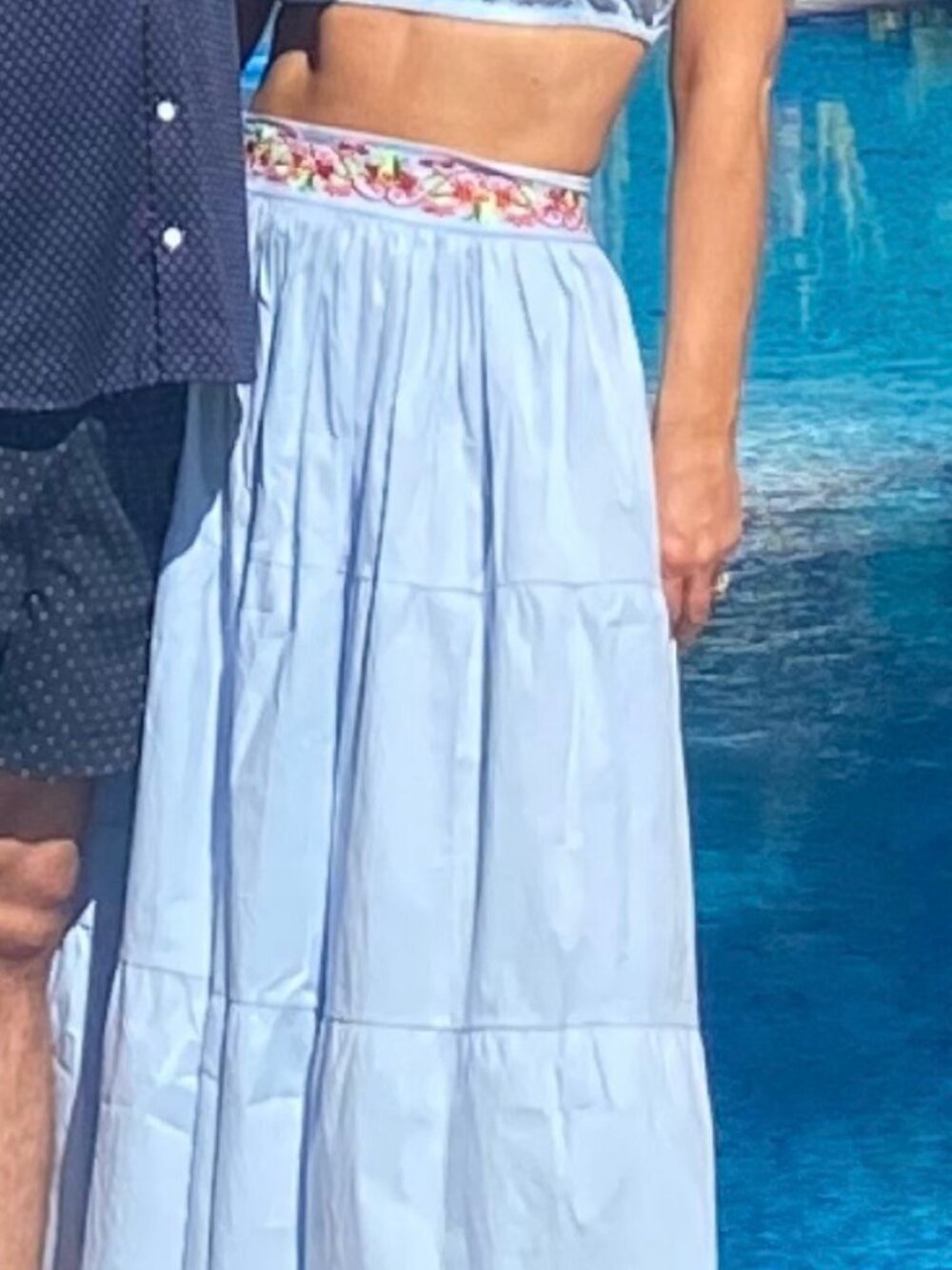 Pitusa Light Blue Off Shoulder Crop Top Skirt Two Piece Set Size S